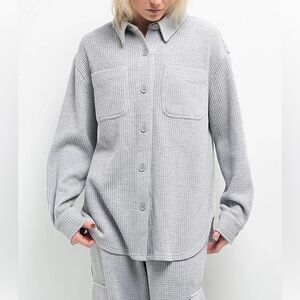 Free World Waffle Knit Button Down